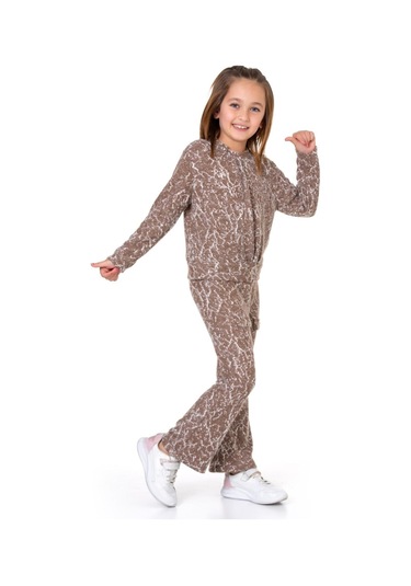Kız Çocuk 2'li Triko Takım Pantolon+kazak 12124 Kahverengi