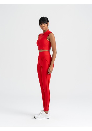 Dikişle Modellenmiş Spor Tayt Kırmızı