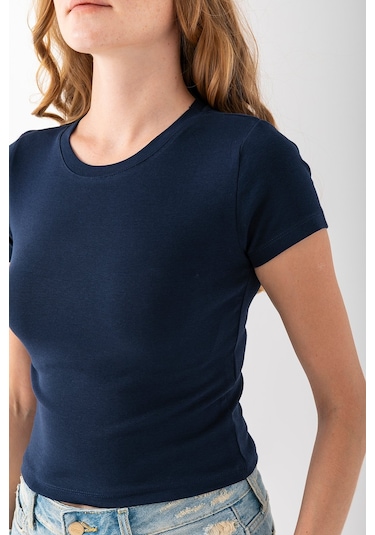Giysa Kadın Bisiklet Yaka Pamuklu Basic Body Lacivert - 25873 Lacivert