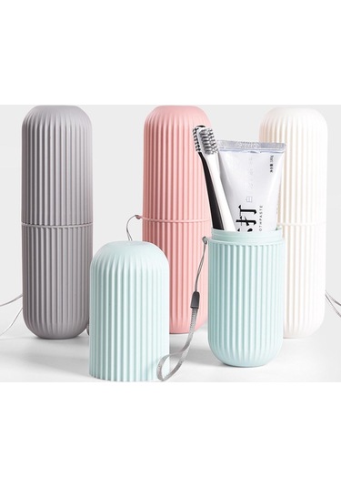 Pembe Seyahat Taşınabilir Diş Fırçası Diş Macunu Tutucu Saklama Kutusu Kutusu Organizatör Ev Depolama Bardak Açık Tutucu Banyo Aksesuarı Pembe