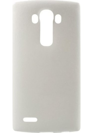 Lg G4 H815 Kılıf Deri Dokulu Slikon Arka Kılıf Beyaz