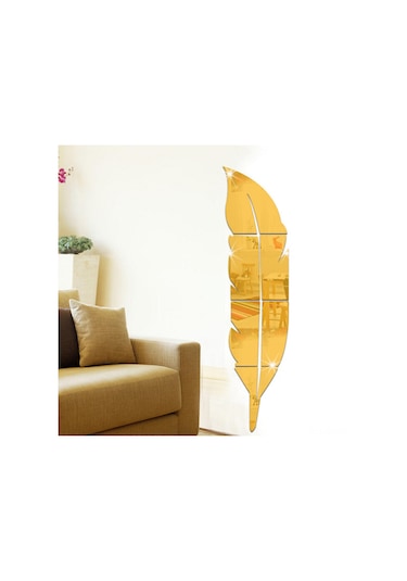 Jeehugo Altın 3d Kanat Şekilli Akrilik Ayna Duvar Sticker - 120x30cm, Kolay Kurulum, Çeşitli Mekanlar İçin Dekor, Korumalı Filmi Var Altın