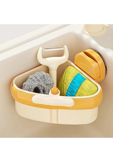 Maxaccess Turuncu Emniyetli Drenajlı Duş Mutfak Rafı Banyo Lavabo Saklama Ünitesi Turuncu