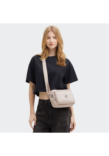 Kıplıng Abanu M Orta Boy Omuz Çantası Pembe Pınk Pearl Jacquard Pembe