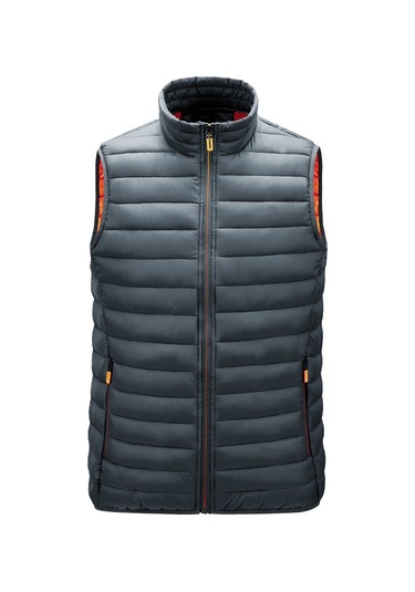 Erkek Sonbahar/kış Günlük Yelek Büyük Beden Dik Yaka Kolsuz Pamuklu Yelek Siyah