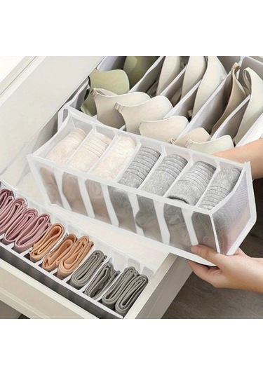 Sunshine011 Gri 3 Parça Kanvas İç Çamaşırı Düzenleyici - Çekmeceli Sutyen, Çorap Ve Külot Organizer Gri