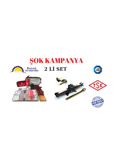 Trafik Seti + Oto Cırcırlı Kriko Makas Tip 1.5 Ton