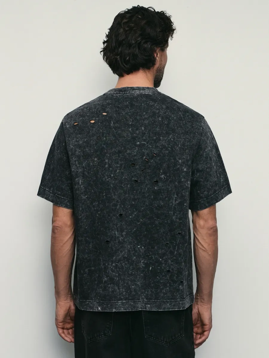 Zarına Düz Kesimli Yıkama Etkili Spor Tişört. 311716072 Koyu Gri