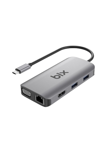 Bix Bx17Hb Type-C To Gigabit Ethernet Hdmı Pd Usb 3.2 Micro Sd/Sd