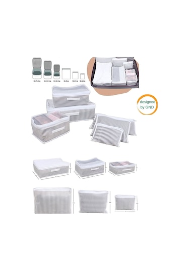 Babylondy 6'lı Valiz Düzenleyici Set- Çizgili Gri