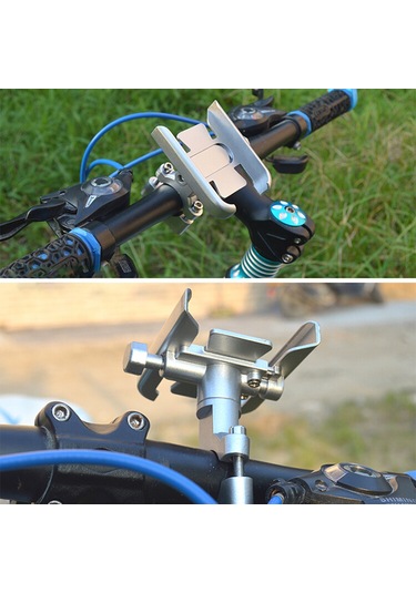 Dianziye Alüminyum Motor Bisiklet Elektrikli Araç Telefon Tutucu - 4-6.5 İnç Uyumlu, Sağlam Tutma, Sarsıntı Azaltıcı, 20-30mm Direkler İçin Gümüş GÜMÜŞ