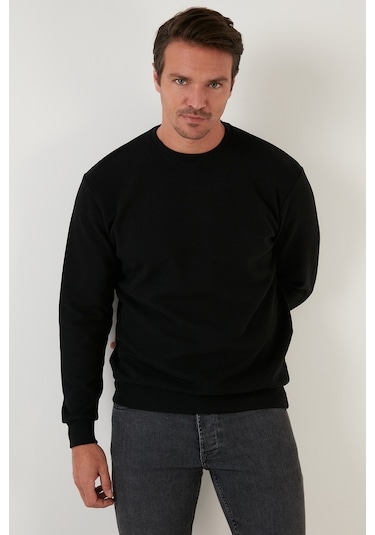 Buratti Slim Fit Bisiklet Yaka Pamuklu Erkek Kazak 456201 Siyah