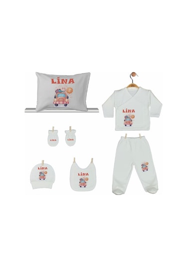 Pia Baby Gl 2206 İsme Özel Yastık Zıbın Set Krem