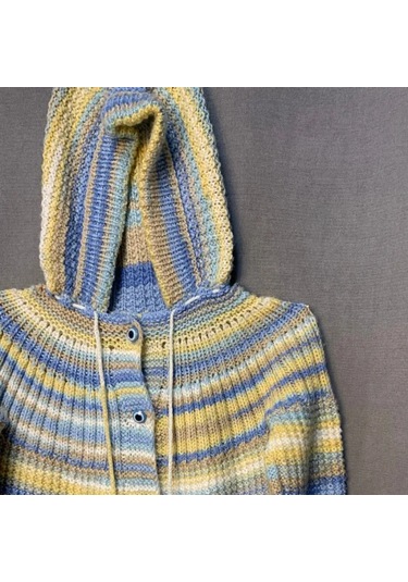 Uretti - Tuğba 9352 - El Örgüsü Kapüşonlu Renkli Erkek Çocuk Hırka - 5 Yaş Çok Renkli