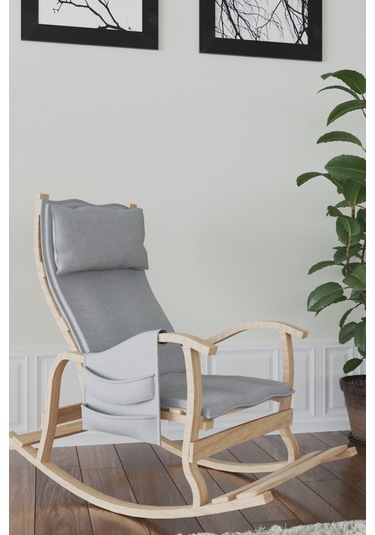 Mobildecoaş Mobildeco Sultan Ahşap Sallanan Sandalye Gri (Doğal) Gri