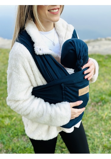 Lacivert Anakucağı Cepli Bebek Taşıma Şalı, Bebek Askısı Sling