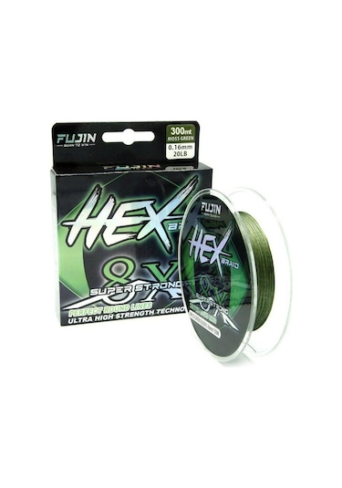Fujin Hex Braid 8x 300mt Moss Green Pe İp Misina 0,12 Mm