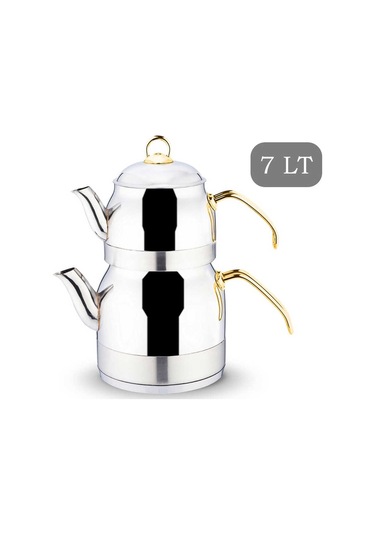 Lines Ayperi Paslanmaz Çelik Çaydanlık Takımı Gold Kulp 7 L Gold