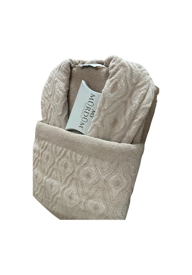 Banyo Çeyiz Seti, %100 Pamuk Bornoz Takımı, 8 Parça Aile Bornoz Seti, Havlu & Havlu Seti Bej-krem Bej