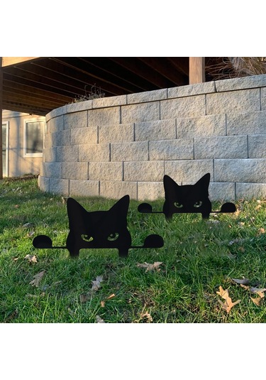 Wezone Siyah Kedi Figürlü Bahçe Dekoru - Akrilik Malzeme, Dış Mekan Süsleme İçin İdeal