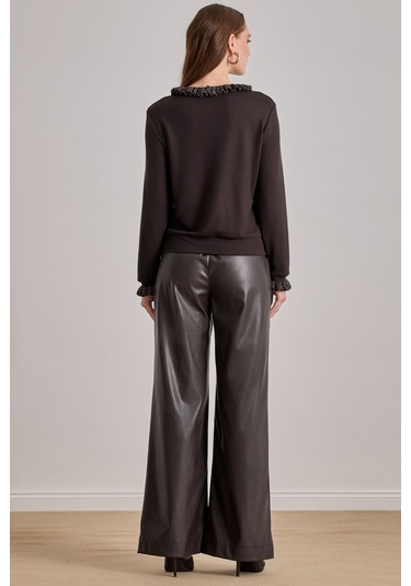 Relax Fit Kahverengi Örme Bluz Kahverengi