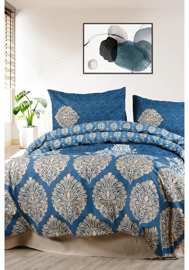 Aytunç Sultan %100 Pamuklu Tek Kişilik Nevresim Takımı 160x22... Lacivert