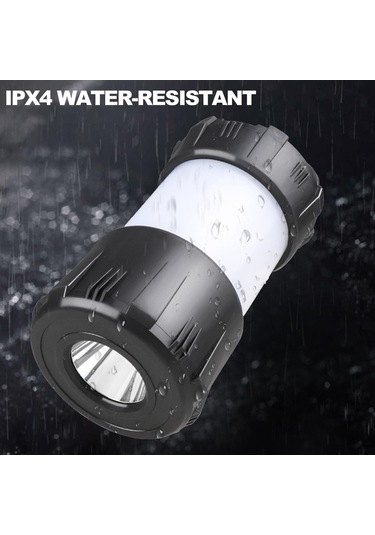 Tomshoo Led Kamp Feneri Tip C Şarj Edilebilir Kamp Işığı Suya Dayanıklı Taşınabilir Çadır Işığı Siyah