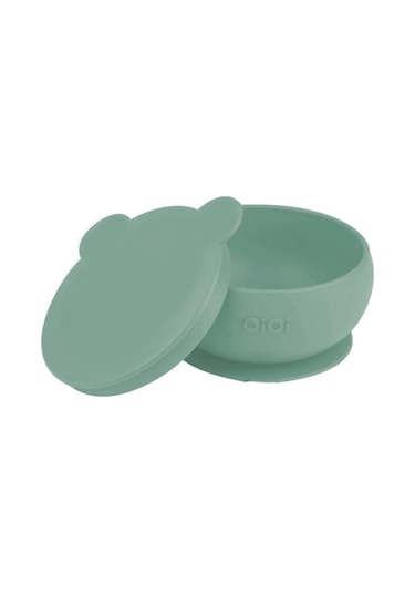 Oioi Silikon Vakum Tabanlı Kapaklı Kase Haki