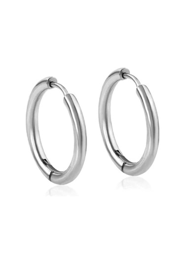 10 Mm Cerrahi Çelik Küçük Halka Küpe Silver Renk Gri