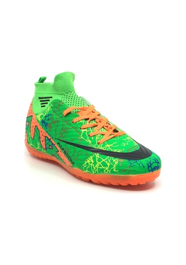 Taşpınar Laliga Erkek Günlük Halı Saha Krampon Çoraplı Spor Ayakkabı 36-45 Yeşil Turuncu Yeşil - Turuncu