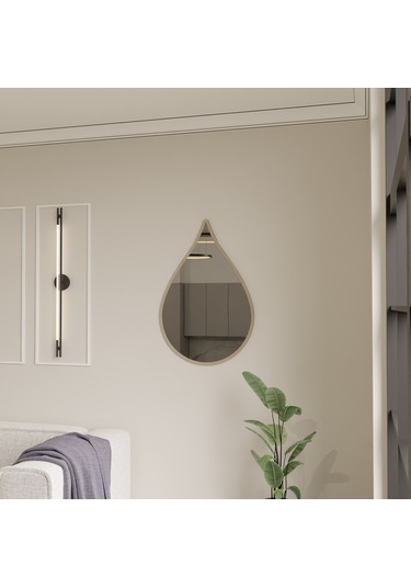 Dekoratif Damla Tasarımlı Pleksi Aynalı Duvar Dekoru Krem