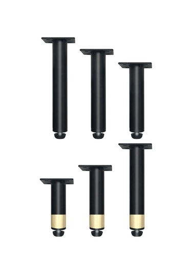 Ayar Pedli Metal Mobilya Destek Ayakları, Yükseklik: 13.5cm Siyah Altın Siyah Altın