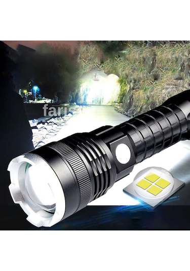 Gold Orion Or-a72 Alüminyum Alaşımlı El Feneri 100w Güç, 3000 Lümen, 1500 Metre Menzil Siyah