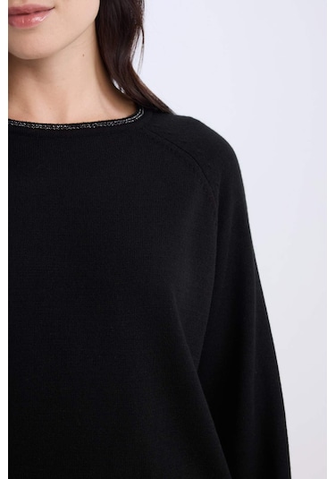 DeFacto Regular Fit Bisiklet Yaka Simli Reglan Kol Siyah Triko Kazak Tunik D1580AX24WNBK81 Siyah DeFacto Regular Fit Bisiklet Yaka Simli Reglan Kol Siyah Triko Kazak Tunik D1580AX24WNBK81 Siyah