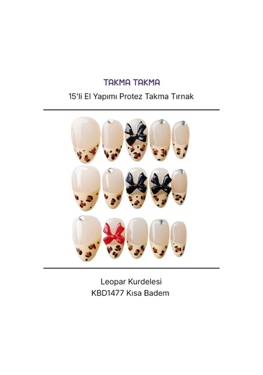 15'li Ten Rengi Kısa Badem Kbd1477 Tekrar Kullanılabilir El Yapımı Protez Takma Tırnak Xs