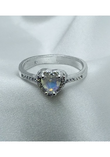 Yeni Sezon Paslanmaz Çelik Gümüş Kaplama Damla Model Beyaz Taş'lı Yüzük Gold