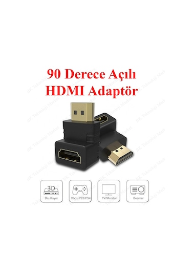 90 Derece Hdmı Dirsek Adaptör Hdmı Erkek/Dişi L Çevirici