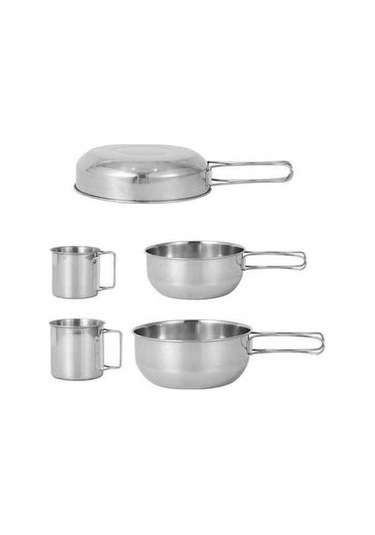 Ulzyvf Tava Taşınabilir Takımı Skycıty Seyahat Seti Pişirme Piknik Paslanmaz Çelik Kase Bardak Aksesuarı Gümüş Gümüş