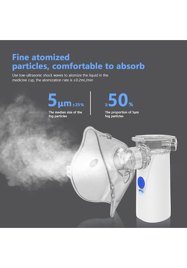 Novahub Çocuk Ve Yetişkinler İçin Mufunye Taşınabilir Sessiz Etkili Ultrasonik Nebulizatör Beyaz