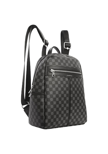 Cengiz Pakel Monogram Kullanışlı Kadın Sırt Çantası - 7368p - Siyah Çok renkli