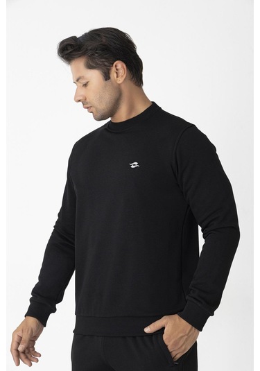 Erkek Pamuklu Kışlık Spor Sweatshirt Siyah