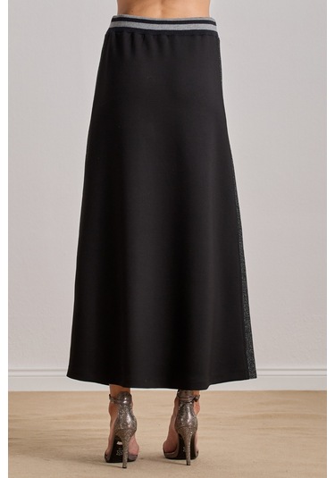 Yandan Cepli Siyah Örme Etek Siyah
