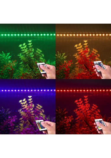 Lemestar Akvaryum Işığı Kumandalı 16 Renk 4 Flaş Modlu Su Üstü/altı Led Işık Su Bitkileri İçin Yeni Nesil Szd-q40rm Avrupa Standartı Çok Renkli