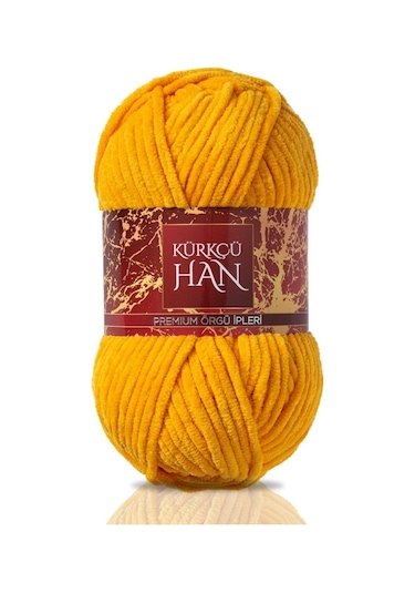 Kürkçü Han Kadife 100 G 95 M Örgü İpi Khkad Sarı