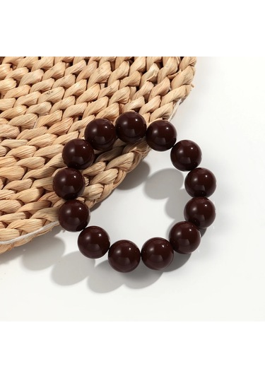 Fishsheep Bohem Tarzı Akrilik Yuvarlak Boncuklu Esnek Bilezik - Kadın Boho Takı 2025 Hediyekırmızımsı Kahverengi Kırmızımsı Kahverengi