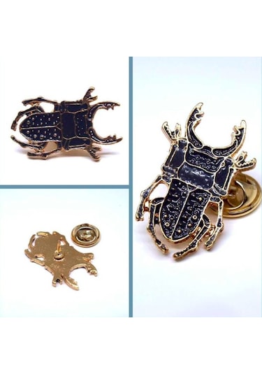 Omeniv Vintage Tema Broş İğne Mine Kaplı Minyon Scarab-Böcek