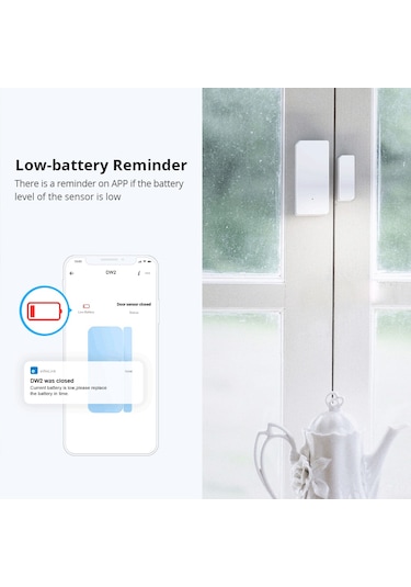 Dianziye Sonoff Dw2 Wifi Akıllı Pencere/kapı Sensörü - Ewelink Uzak Kontrol, Alarm Bildirimi, Geçmiş Kayıtlar Pil Yok M0802070002