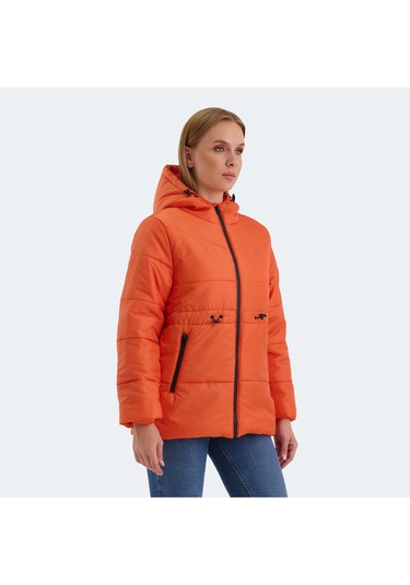 Slazenger CALLU Kadın Kapüşonlu Şişme Turuncu Mont & Kaban