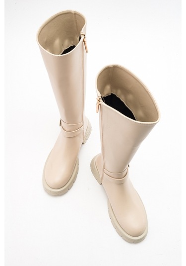 Luvishoes Covela Bej Cilt Kadın Çizme Bej