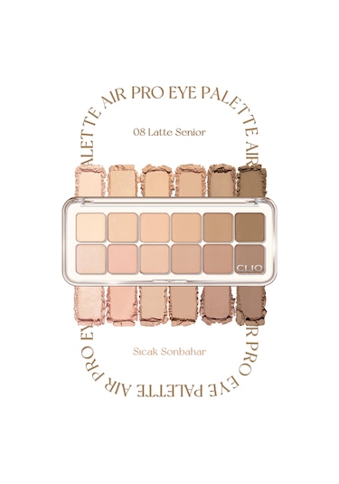 Hafif Dokulu Yoğun Renklere Sahip Göz Farı Paleti Clıo Pro Eye Palette Air 08 Latte Senior 08